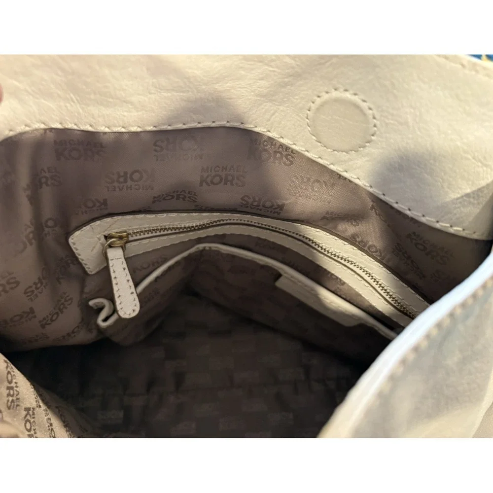 Michael Kors Women's Hobo Bag Joplin Large Soft Leather White PebbleGold Hinge